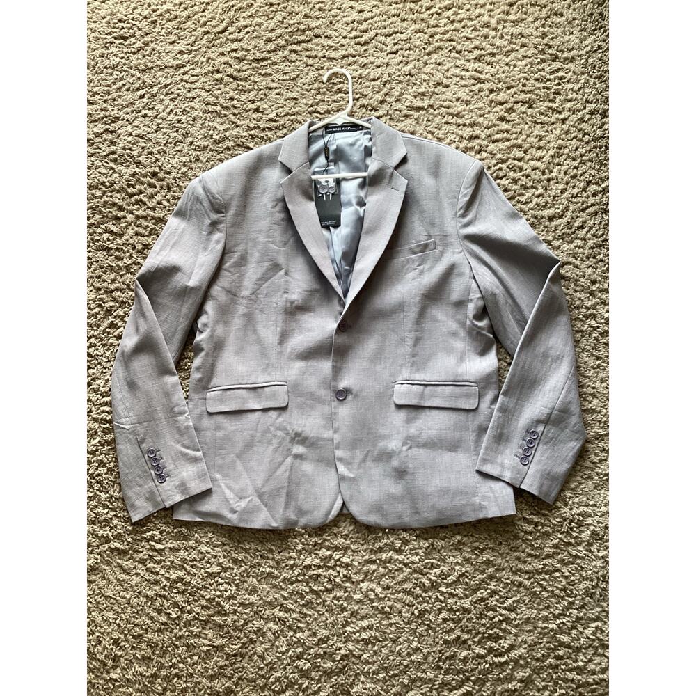 NWT Mage Male Men's Single-Breasted Blazer Jacket Career Formal Gray Size XL